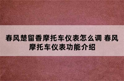 春风楚留香摩托车仪表怎么调 春风摩托车仪表功能介绍